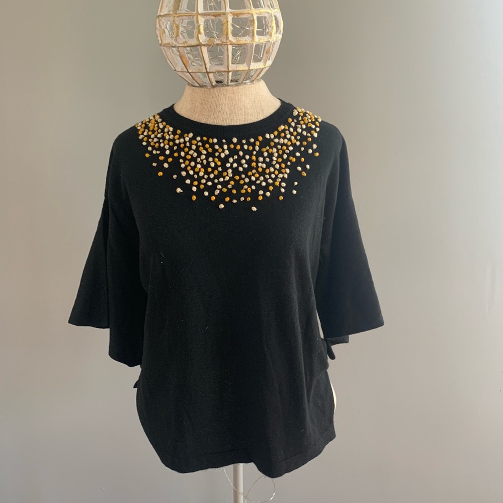 Black Knit Sweater w/ cute embroidered detail